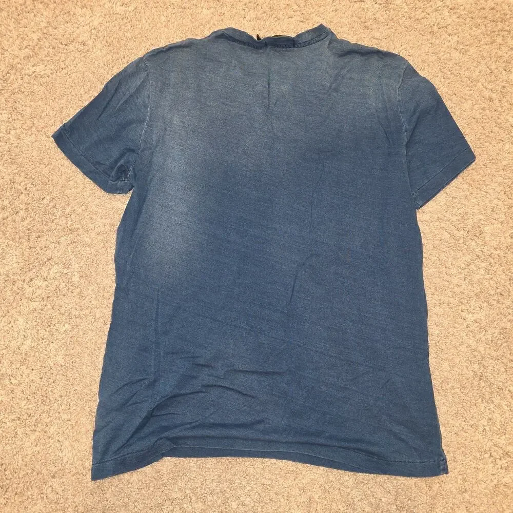 Polo Ralph Lauren, navy basic tshirt with‎ single pocket, destressed look sz M